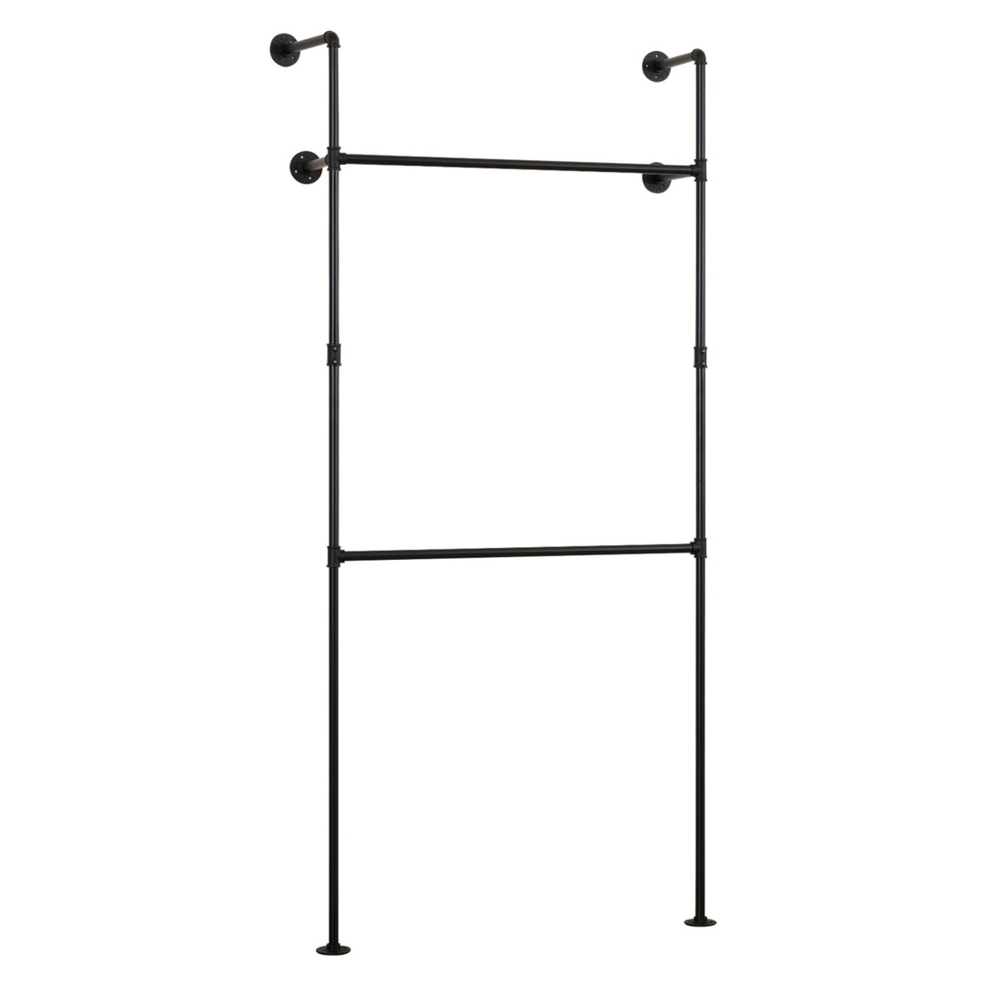Wall Mounted Pipe Clothing Rack with 2 Hanging Rods