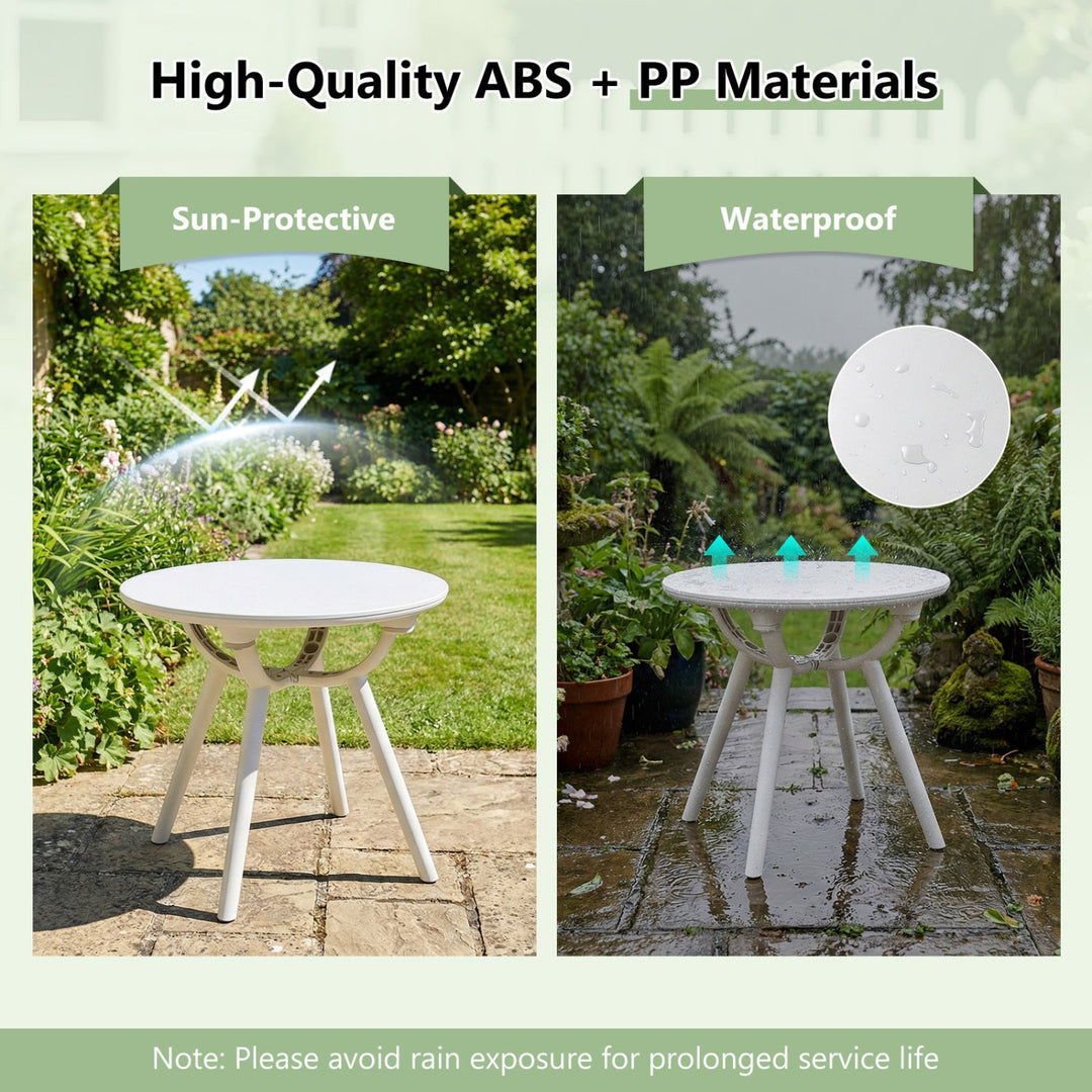 Weather-Resistant Circular Small End Table for Poolside and Balcony