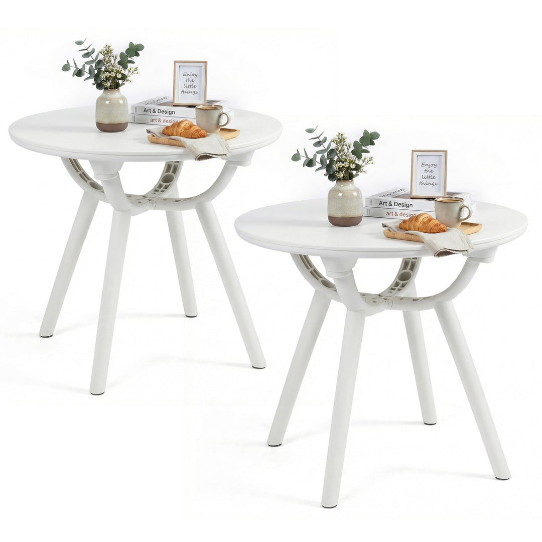 Weather-Resistant Circular Small End Table for Poolside and Balcony