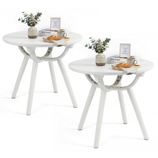 Weather-Resistant Circular Small End Table for Poolside and Balcony