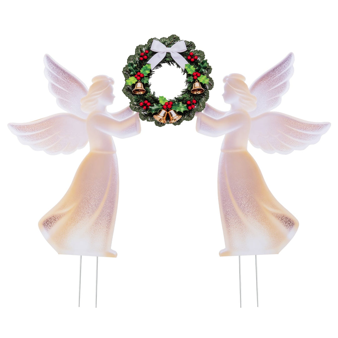 Christmas Angel Decoration Set with Wreath - Pink Gradient