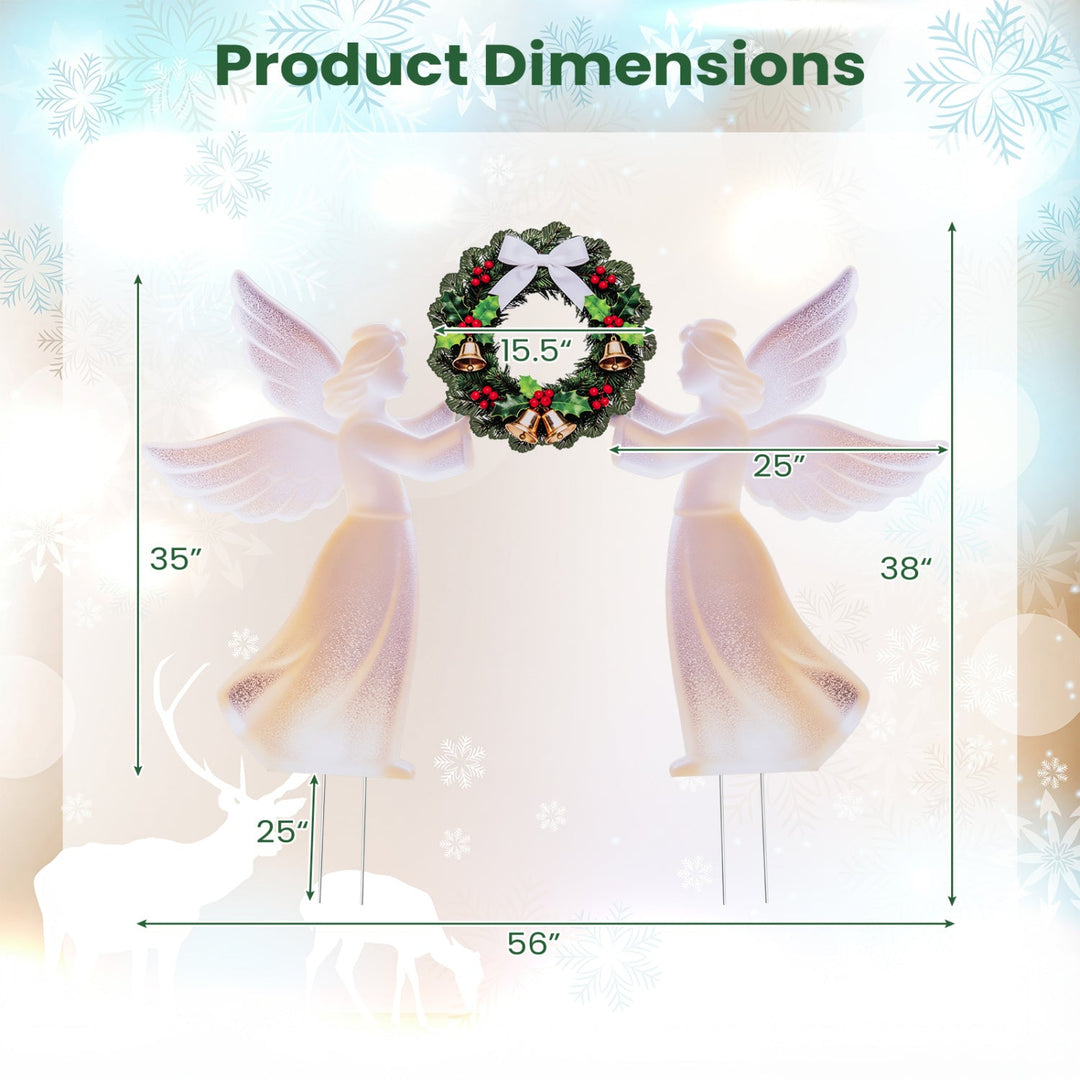 Christmas Angel Decoration Set with Wreath - Pink Gradient