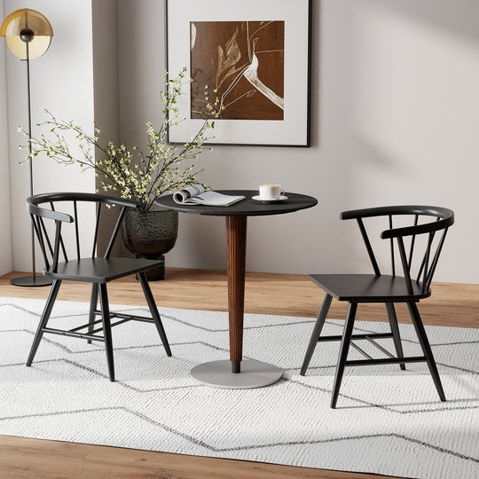 Windsor Dining Chair Set of 4 Mid-Century Modern Black Kitchen Chairs-Black
