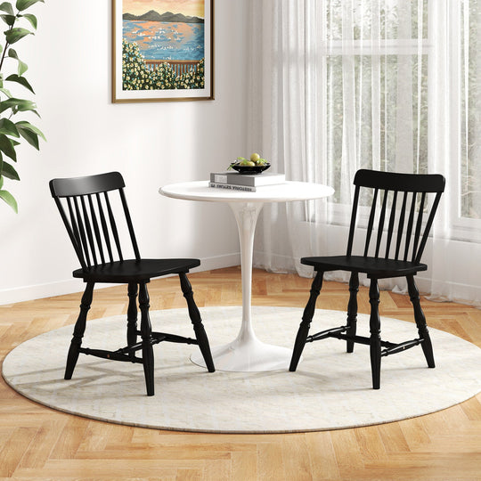 Windsor Dining Chairs Set of 2 with Curved Spindle Back