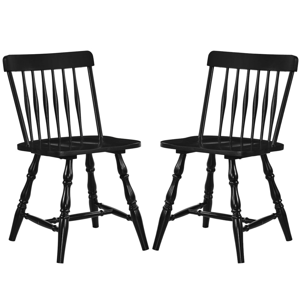 Windsor Dining Chairs Set of 2 with Curved Spindle Back