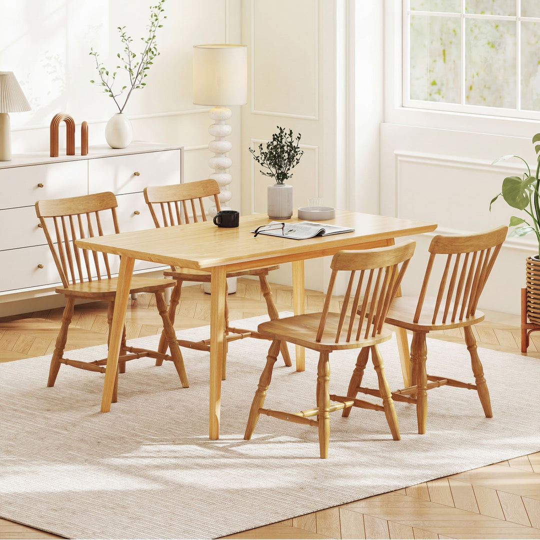 Windsor Dining Chairs Set of 4 with Curved Spindle Back
