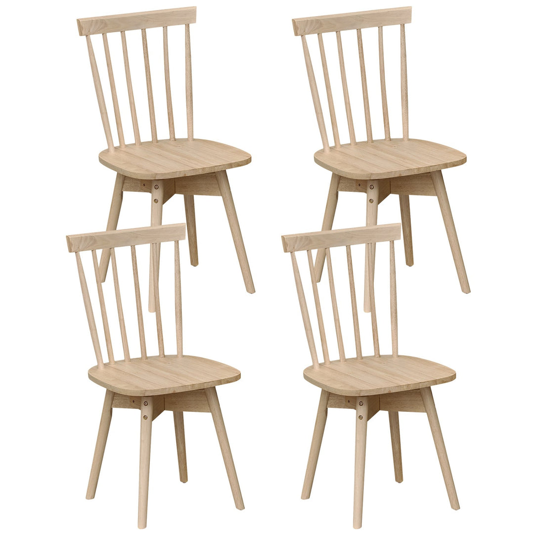 Windsor Dining Chairs Set of 4 Mid Century Rubber Wood Kitchen Chairs with Swivel Seat