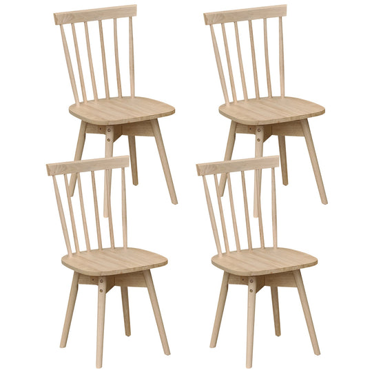 Windsor Dining Chairs Set of 4 Mid Century Rubber Wood Kitchen Chairs with Swivel Seat