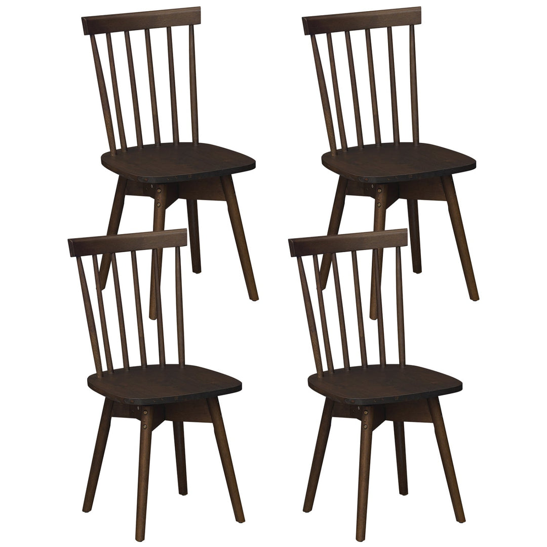 Windsor Dining Chairs Set of 4 Mid Century Rubber Wood Kitchen Chairs with Swivel Seat