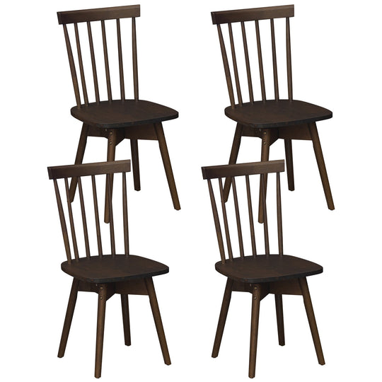 Windsor Dining Chairs Set of 4 Mid Century Rubber Wood Kitchen Chairs with Swivel Seat