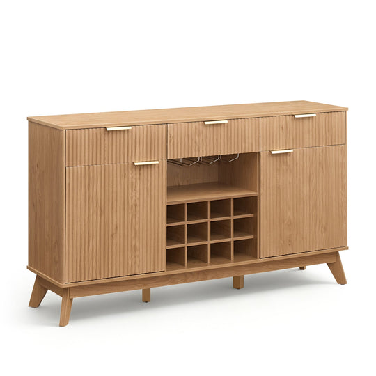 Wine Bar Cabinet with Adjustable Shelves and Glass Holders