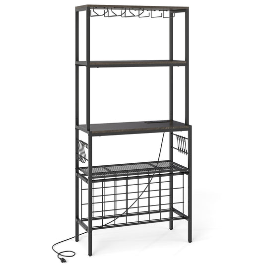 Wine Organizer with Power Outlet and Bottle Holders