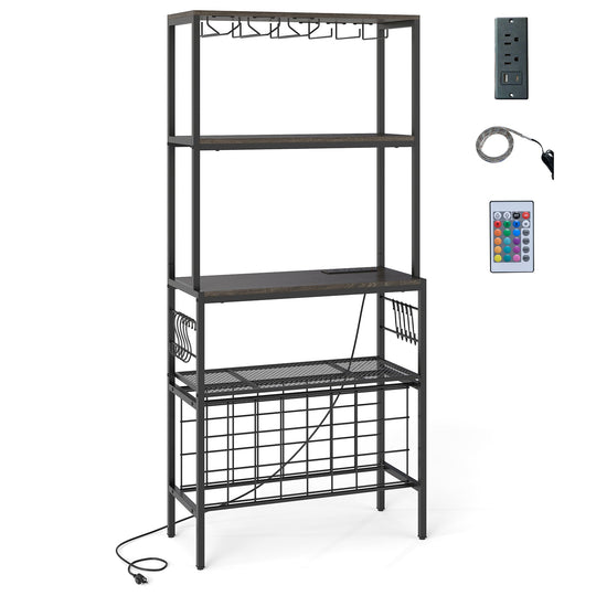 Wine Organizer with Power Outlet and Bottle Holders