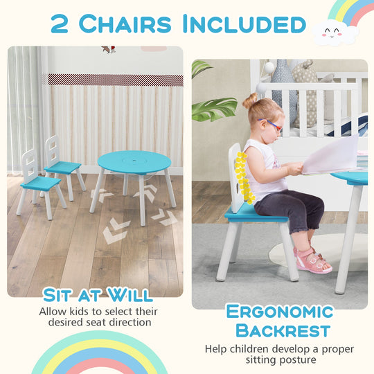 Kids Table and Chair Set with Mesh Storage - 3 Piece