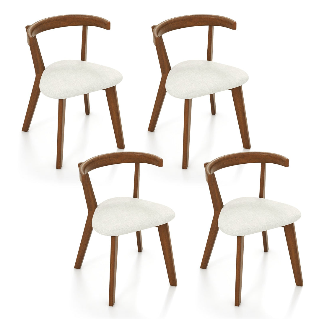 Wood Dining Chair Set of 2 with Padded Seat and Curved Back-Walnut