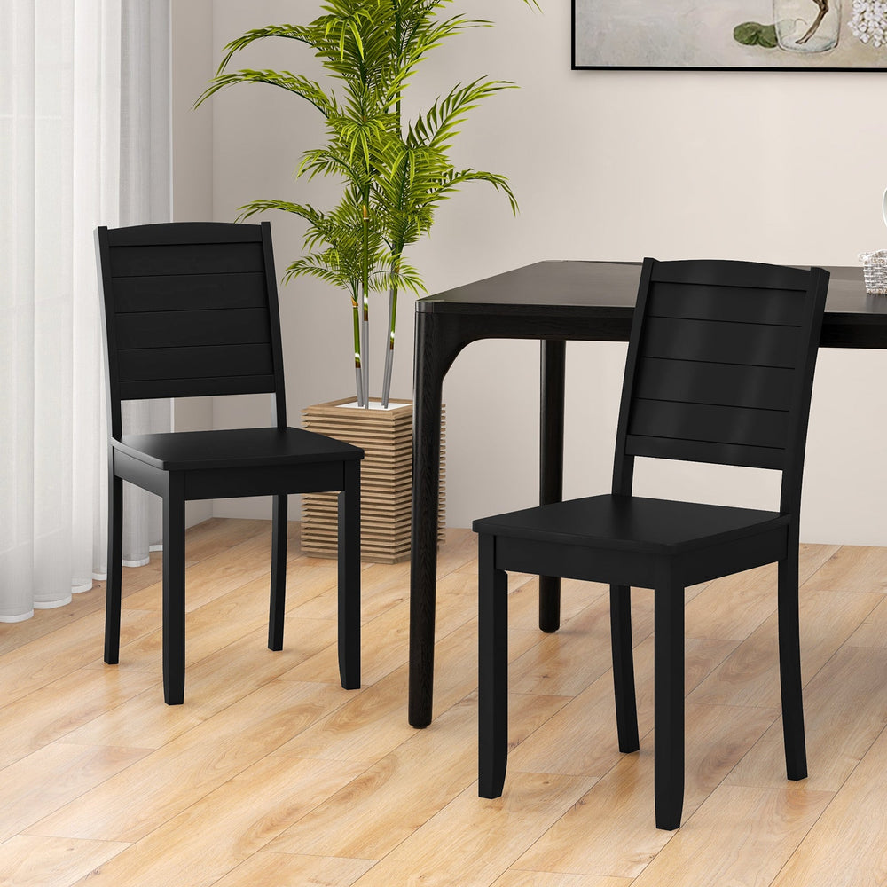 Wood Dining Chair Set of 2 Armless Kitchen Chairs with Rubber Wood Legs
