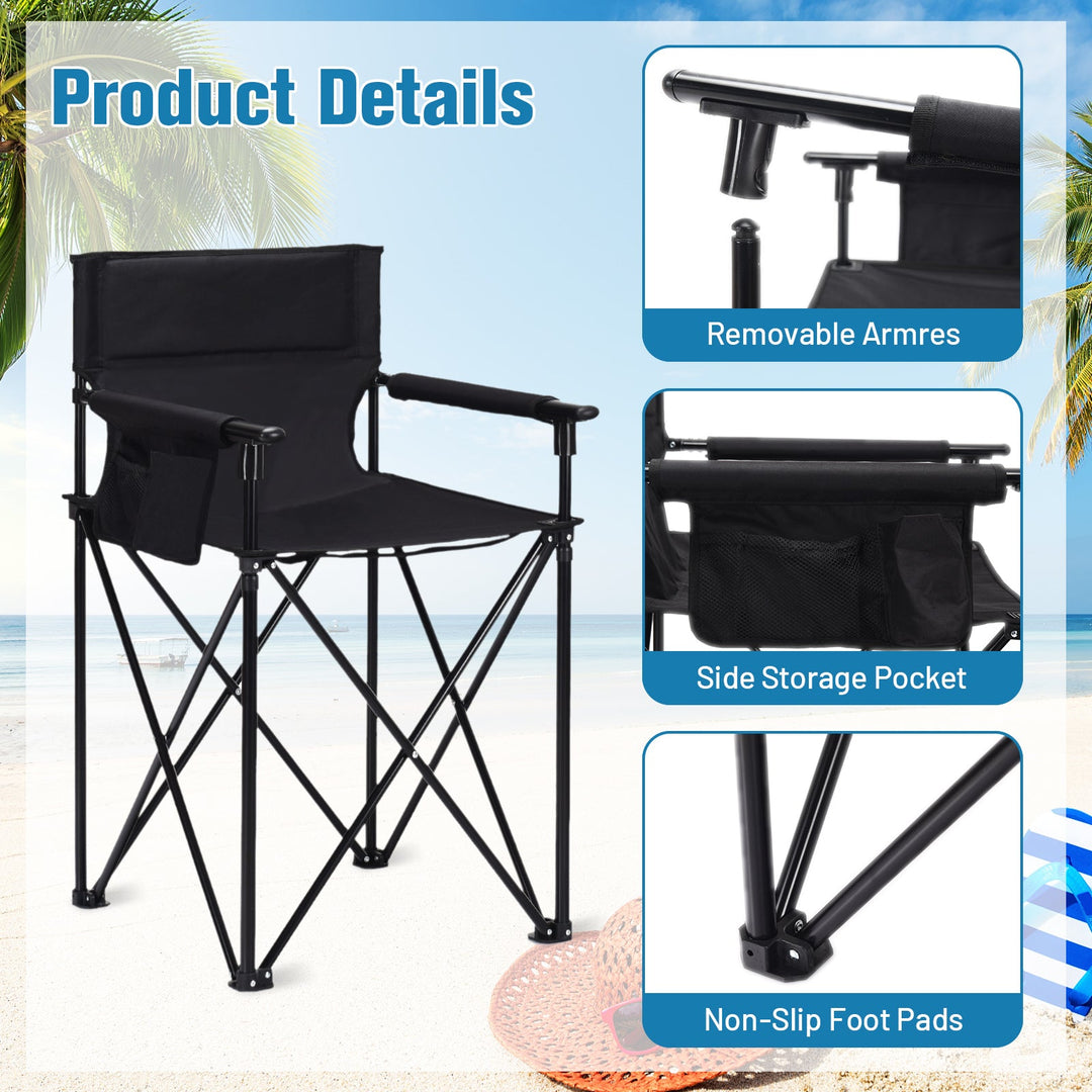 Portable 38 Inch Oversized High Camping Fishing Folding Chair