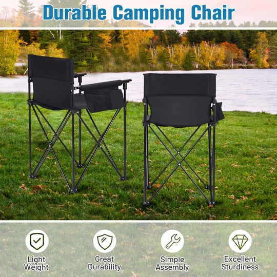 Portable 38 Inch Oversized High Camping Fishing Folding Chair