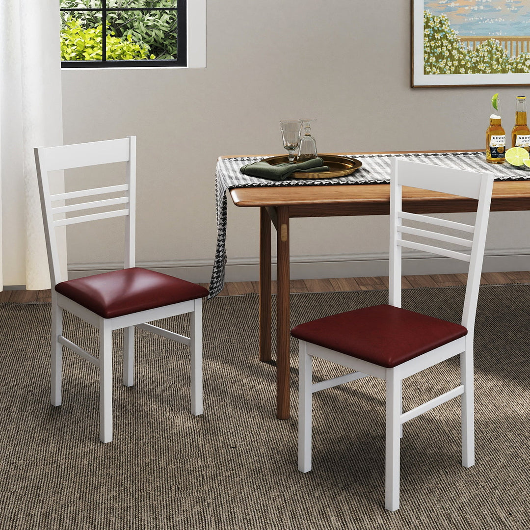 Wood Dining Chairs Set of 4 with Rubber Wood Frame
