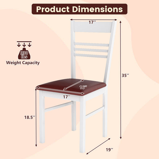 Wood Dining Chairs Set of 4 with Rubber Wood Frame