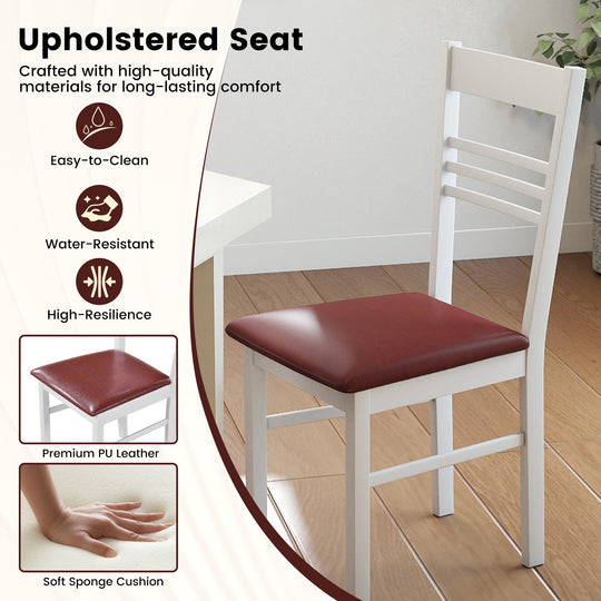 Wood Dining Chairs Set of 4 with Rubber Wood Frame