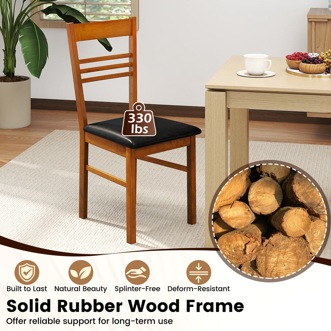 Wood Dining Chairs Set of 4 with Rubber Wood Frame