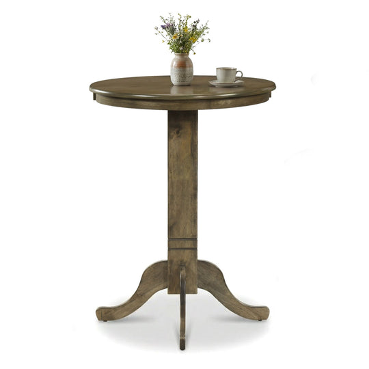 Wood Pub Round Dining Table with Pedestal Base