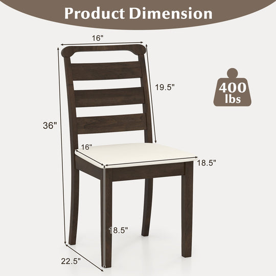 Polyester Upholstered Wooden Dining Chair Set of 2-Walnut
