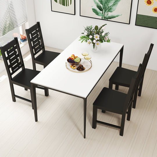 Wooden Dining Chair Set of 2 Solid Rubber Wood Kitchen Chairs