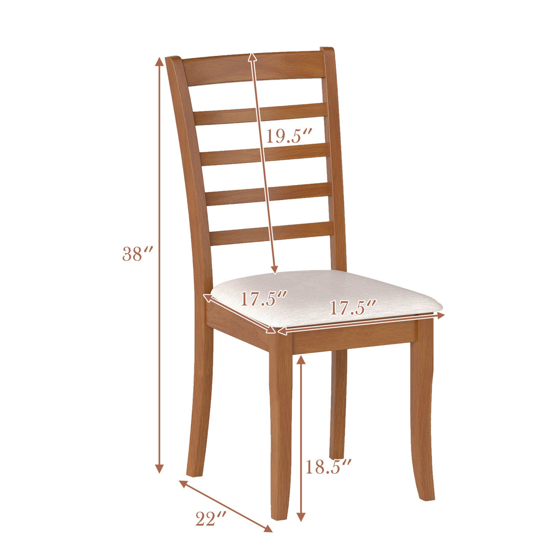 Wooden Dining Chair Set of 2 Modern Upholstered Kitchen Chair-Beige
