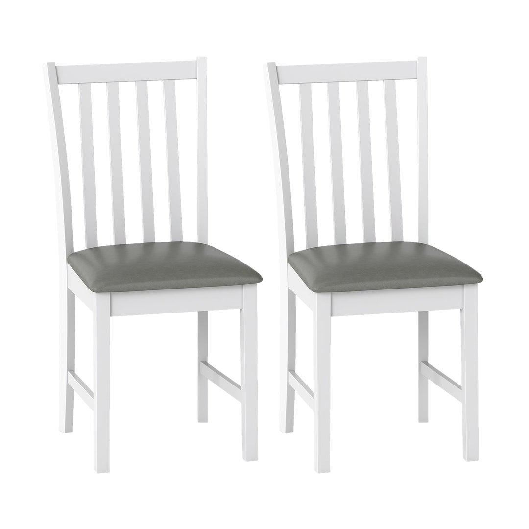 Wooden Dining Chair Set of 2 with Rubber Wood Frame and Padded Seat