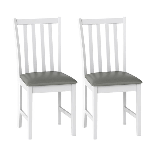 Wooden Dining Chair Set of 2 with Rubber Wood Frame and Padded Seat