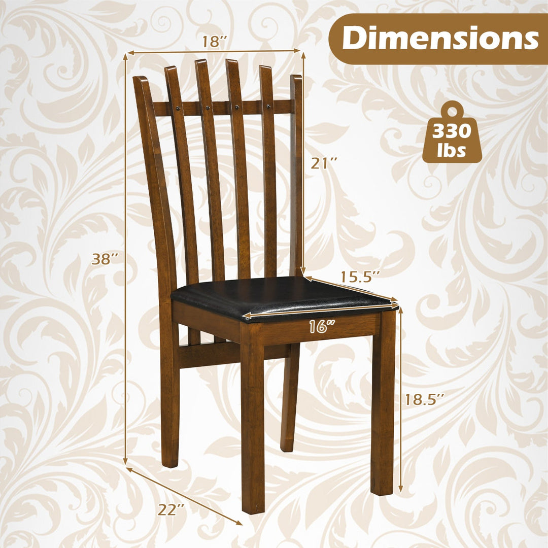 Dining Chairs Set of 2 with Spindle Back and PU Leather Seat