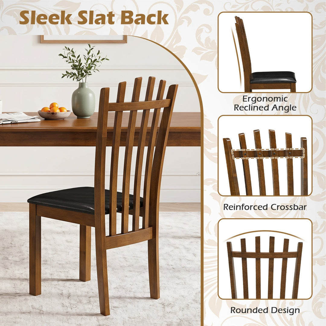 Dining Chairs Set of 2 with Spindle Back and PU Leather Seat