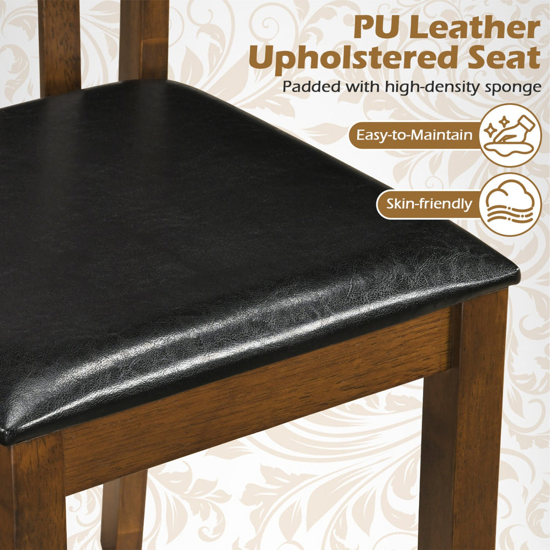 Dining Chairs Set of 2 with Spindle Back and PU Leather Seat