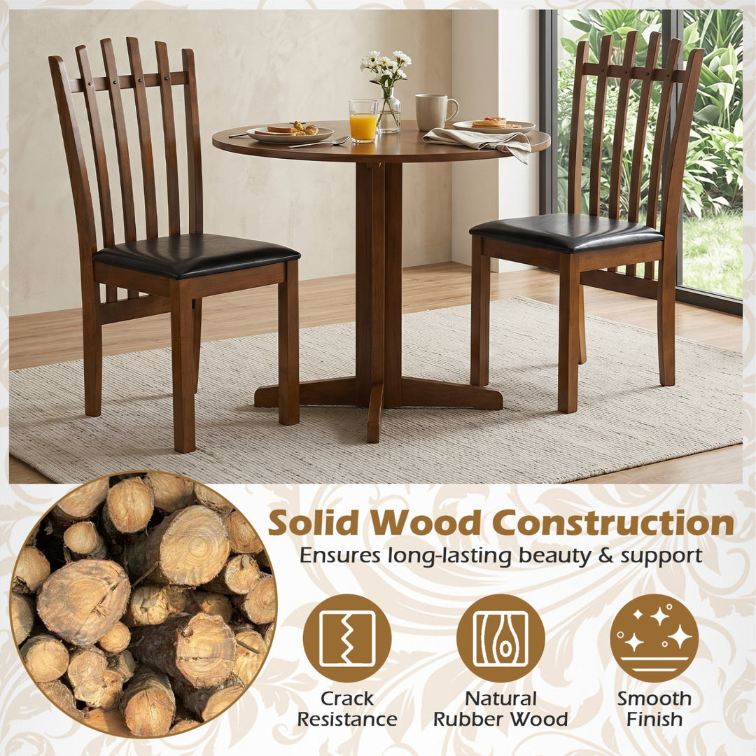 Dining Chairs Set of 2 with Spindle Back and PU Leather Seat