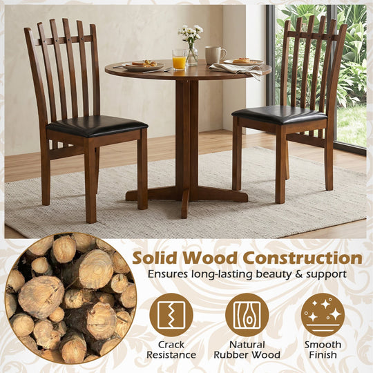 Dining Chairs Set of 2 with Spindle Back and PU Leather Seat