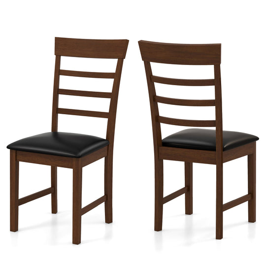 Wooden Dining Chair with Rubber Wood Frame Set of 2-Oak