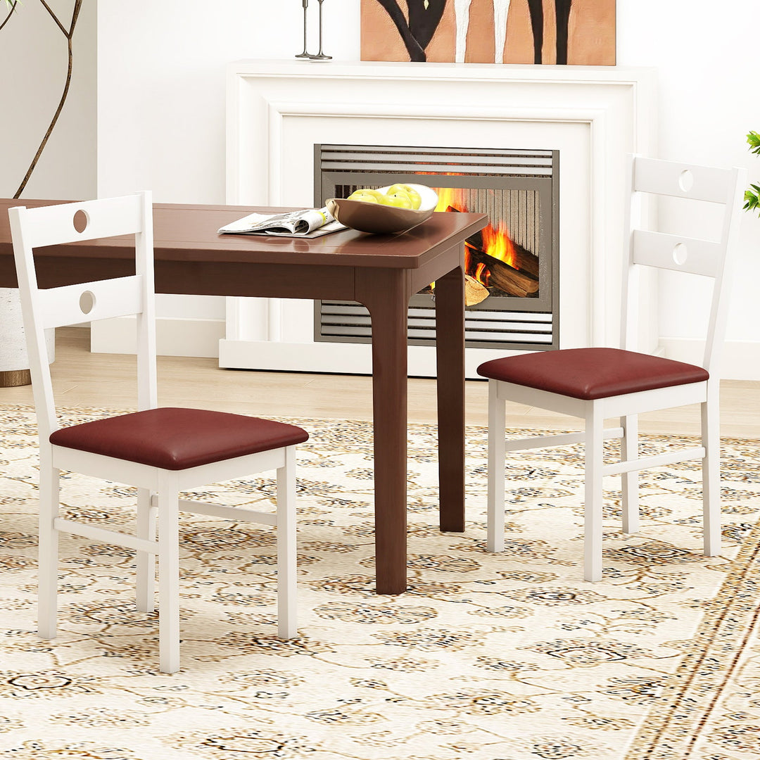 Wooden Dining Chairs Set of 2 Armless Kitchen Chairs with Hollowed Backrest