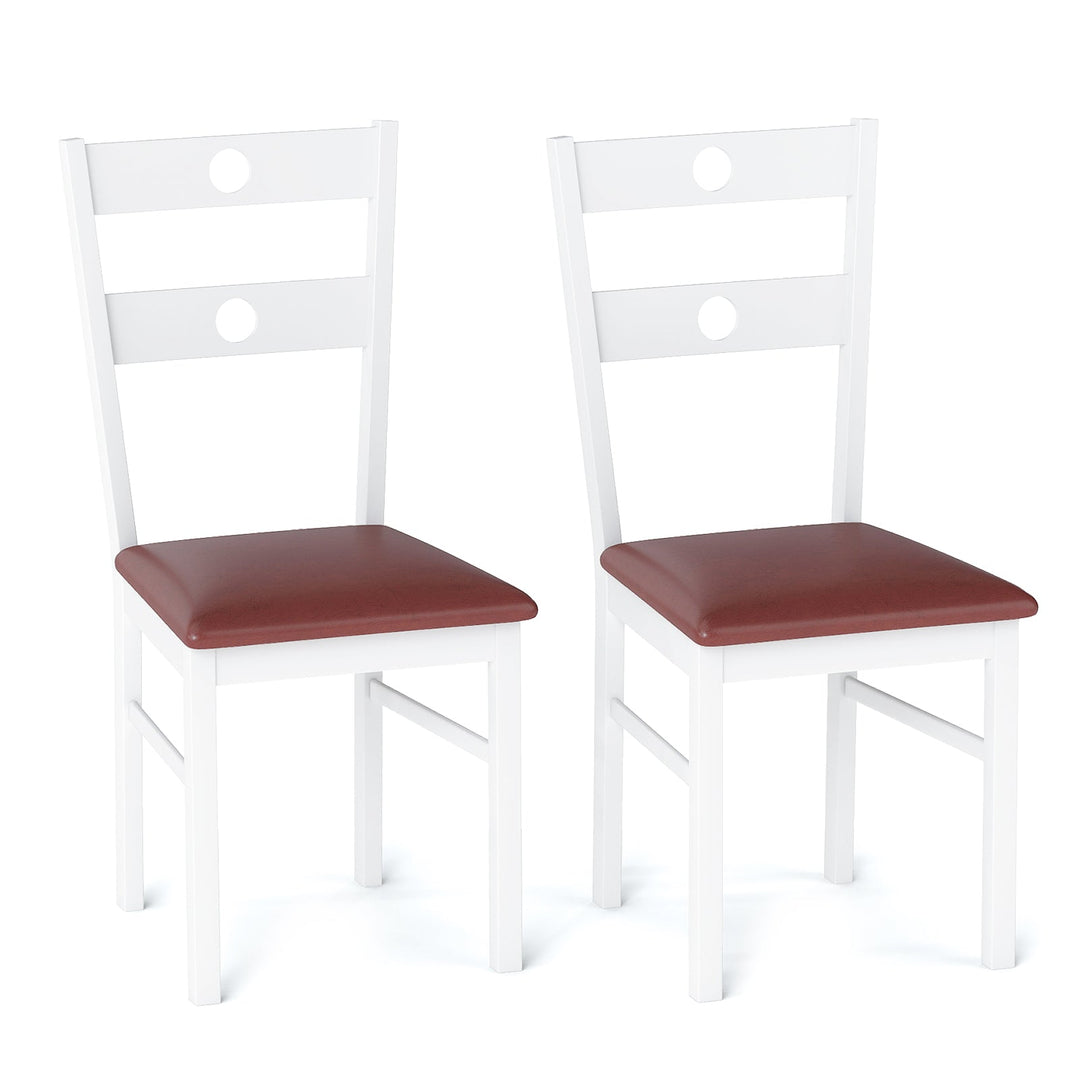 Wooden Dining Chairs Set of 2 Armless Kitchen Chairs with Hollowed Backrest