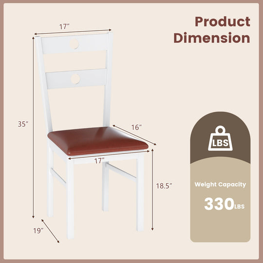 Wooden Dining Chairs Set of 2 Armless Kitchen Chairs with Hollowed Backrest