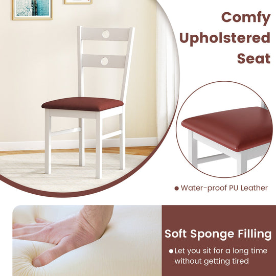Wooden Dining Chairs Set of 2 Armless Kitchen Chairs with Hollowed Backrest