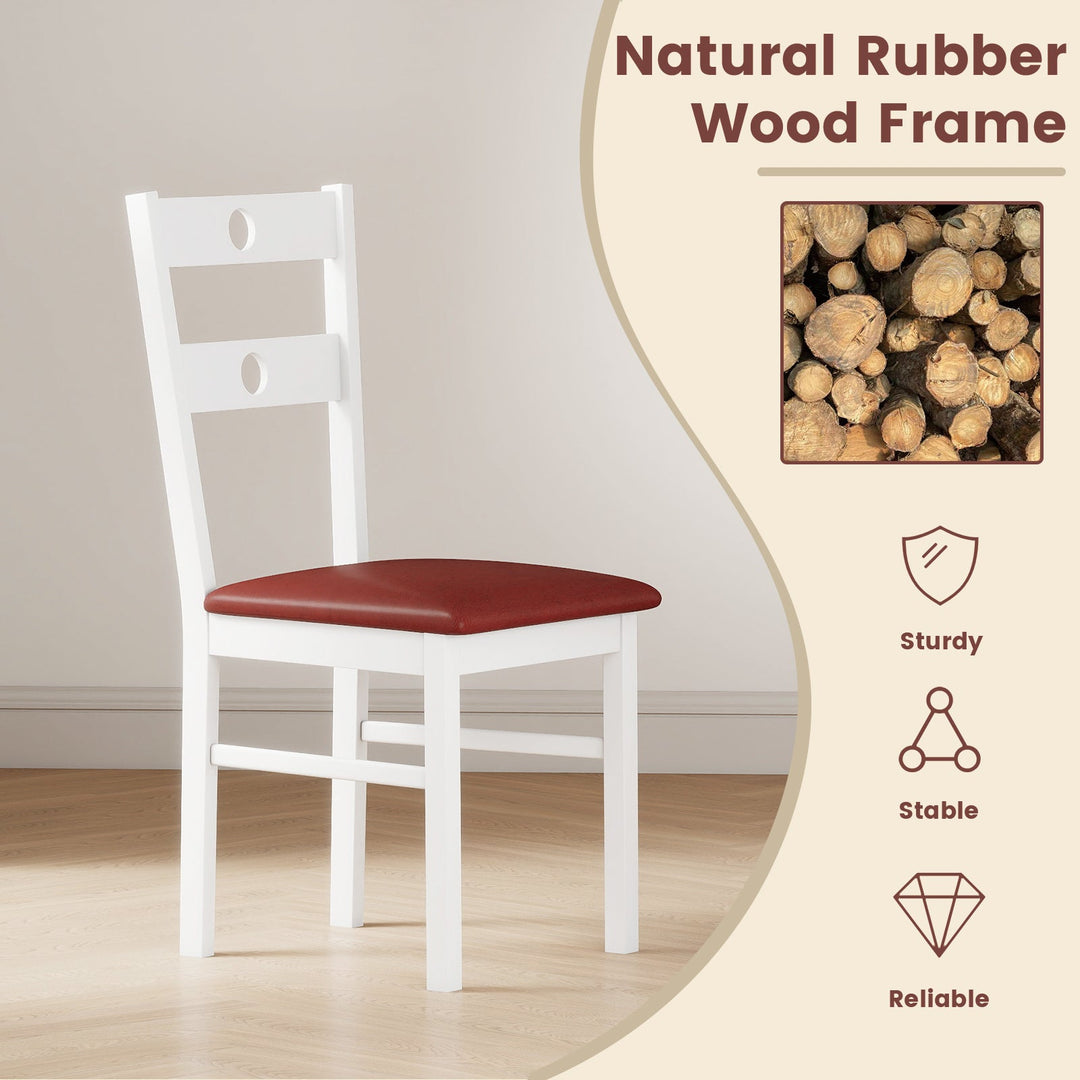 Wooden Dining Chairs Set of 2 Armless Kitchen Chairs with Hollowed Backrest