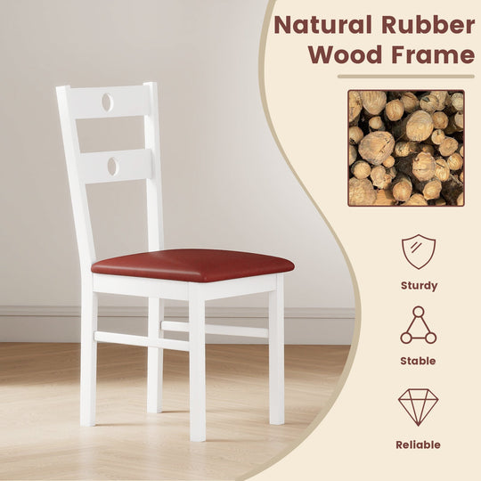 Wooden Dining Chairs Set of 2 Armless Kitchen Chairs with Hollowed Backrest