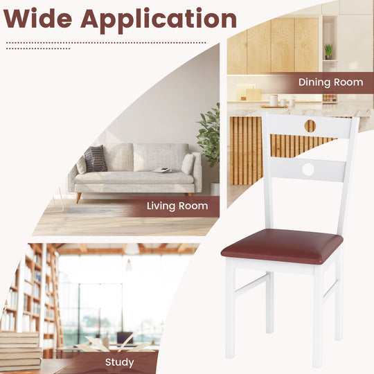 Wooden Dining Chairs Set of 2 Armless Kitchen Chairs with Hollowed Backrest