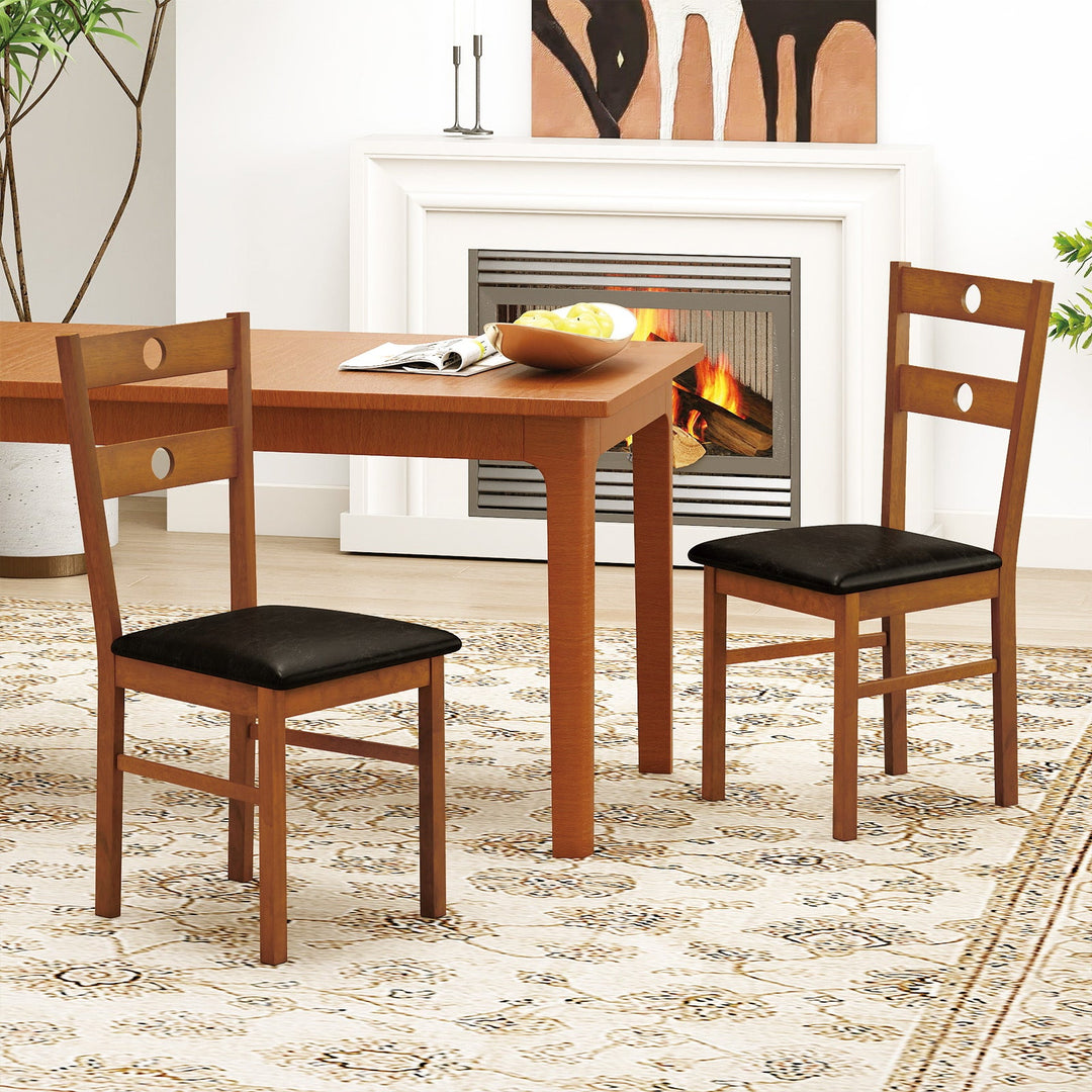 Wooden Dining Chairs Set of 2 Armless Kitchen Chairs with Hollowed Backrest