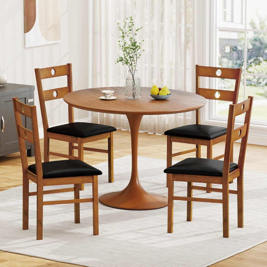 Wooden Dining Chairs Set of 2 Armless Kitchen Chairs with Hollowed Backrest