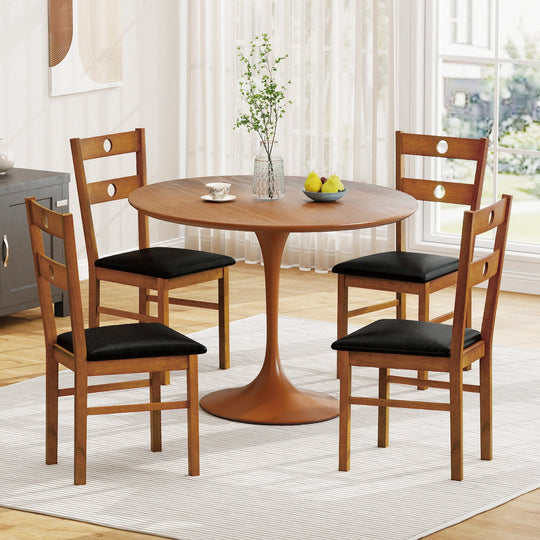 Wooden Dining Chairs Set of 2 Armless Kitchen Chairs with Hollowed Backrest