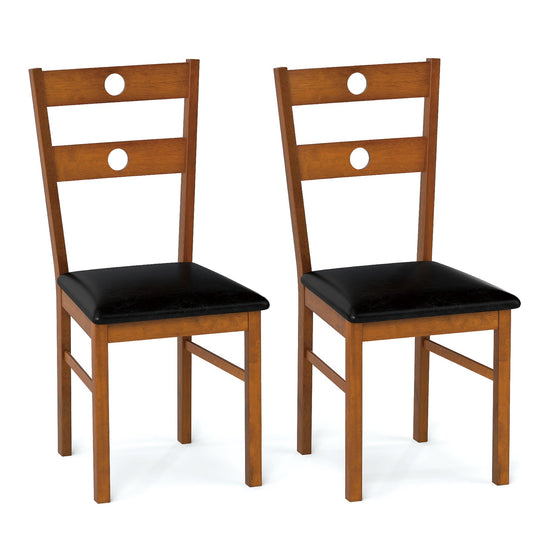 Wooden Dining Chairs Set of 2 Armless Kitchen Chairs with Hollowed Backrest