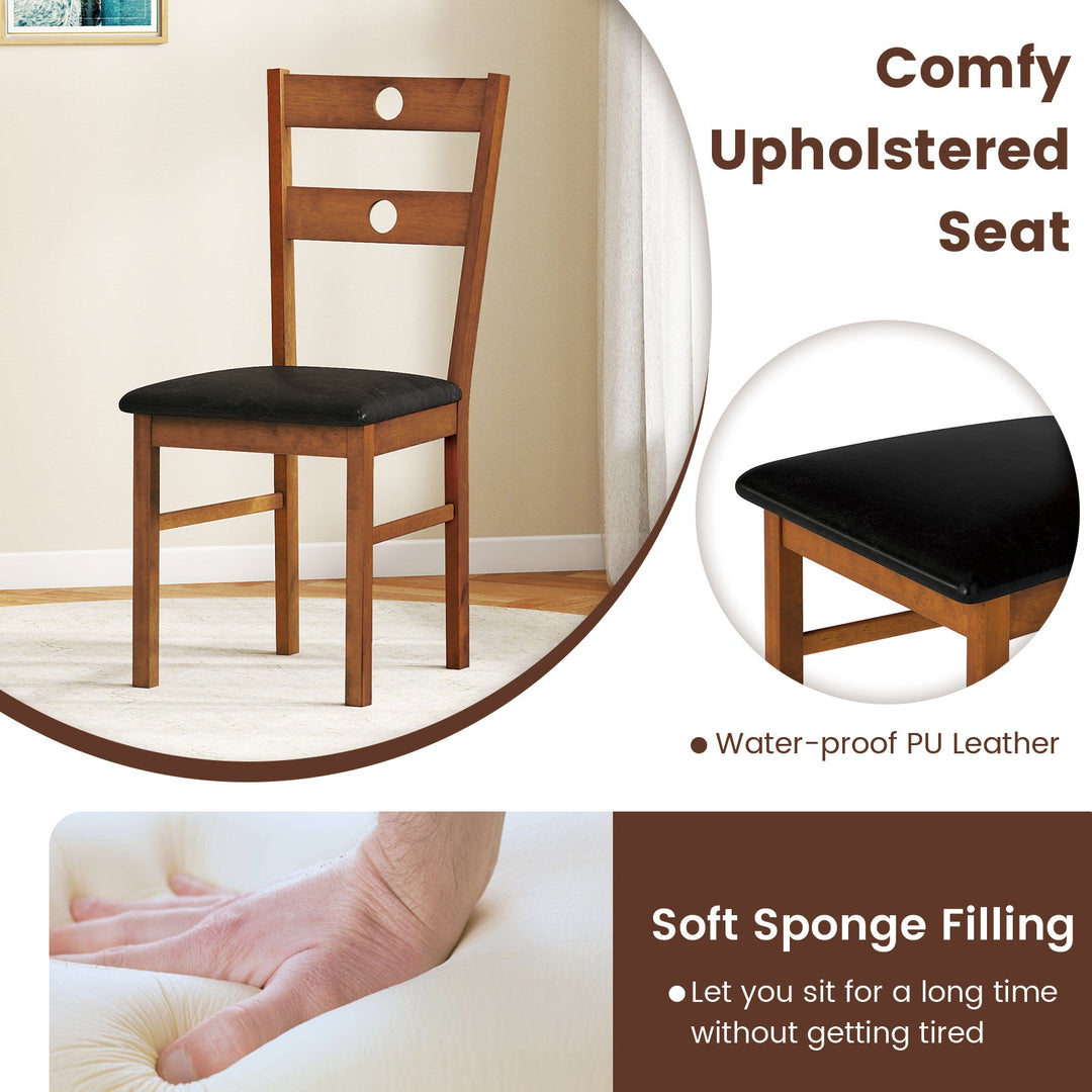 Wooden Dining Chairs Set of 2 Armless Kitchen Chairs with Hollowed Backrest